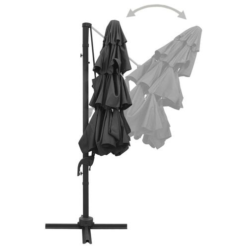 Parasol med aluminiumsstang 4 niveauer 3x3 m antracitgrå