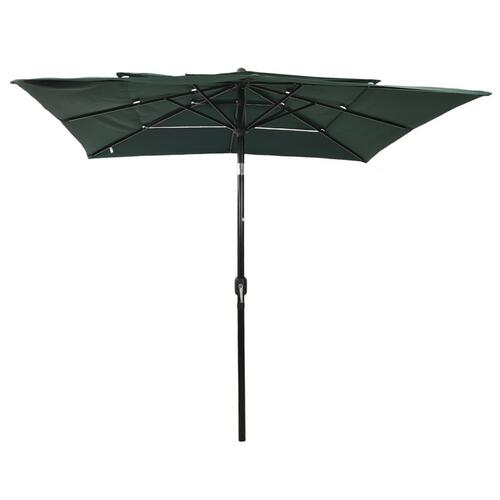 Parasol 2,5x2,5 m aluminiumsstang 3 niveauer grøn