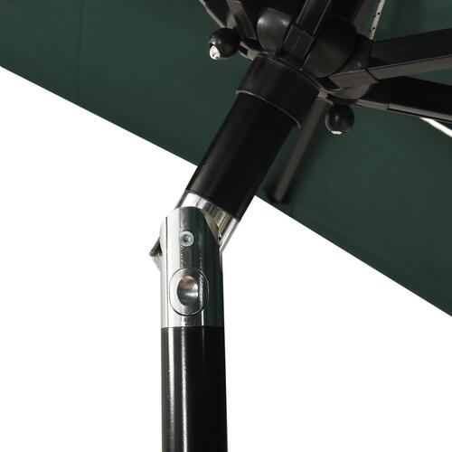 Parasol med aluminiumsstang i 3 niveauer 2x2 m grøn
