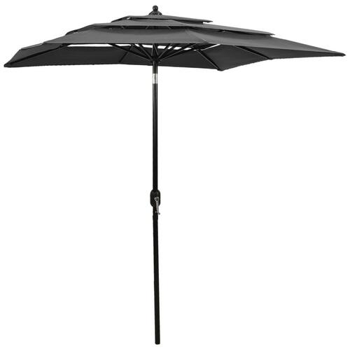 Parasol 2x2 m aluminiumsstang 3 niveauer antracitgrå