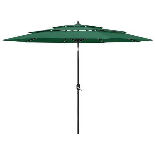 Parasol 3 m aluminiumsstang 3 niveauer grøn