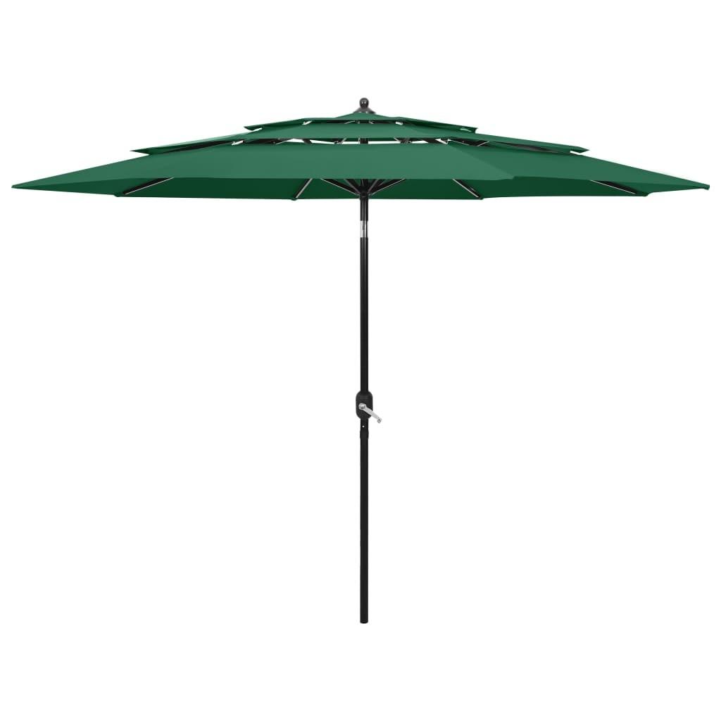 Parasol 3 m aluminiumsstang 3 niveauer grøn