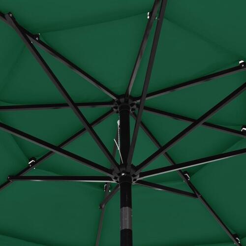 Parasol 3 m aluminiumsstang 3 niveauer grøn