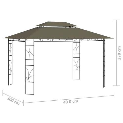 Pavillon 4x3x2,7 m 160 g/m² gråbrun