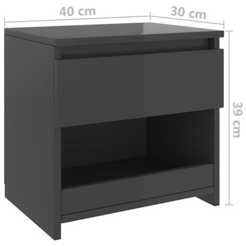Sengeborde 2 stk. 40x30x39 cm spånplade grå højglans