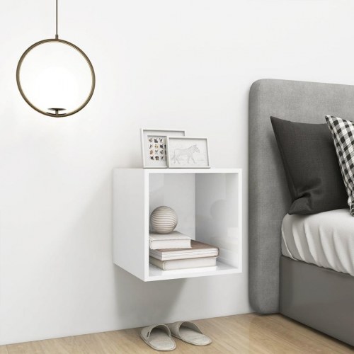 Vægskab 37x37x37 cm konstrueret træ hvid højglans