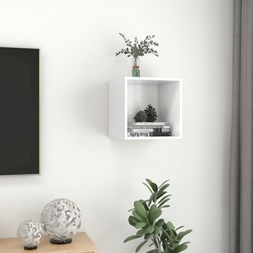Vægskab 37x37x37 cm konstrueret træ hvid højglans