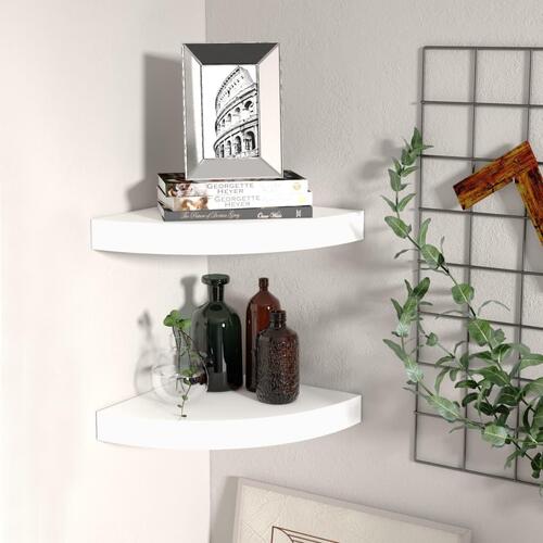 Hjørnehylder 2 stk. 25x25x3,8 cm MDF hvid (OUTLET B)