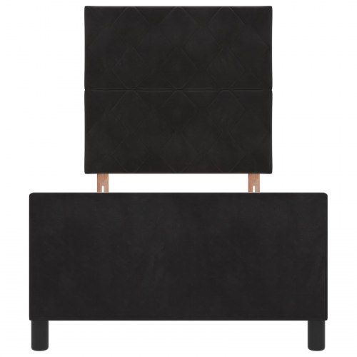 Sengeramme med hovedgærde 90 x 200 cm - sort fløjl