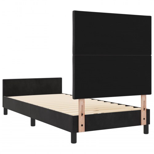 Sengeramme med hovedgærde 90 x 200 cm - sort fløjl