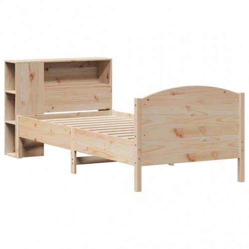 Seng med reol uden madras 90x200 cm massivt fyrretræ
