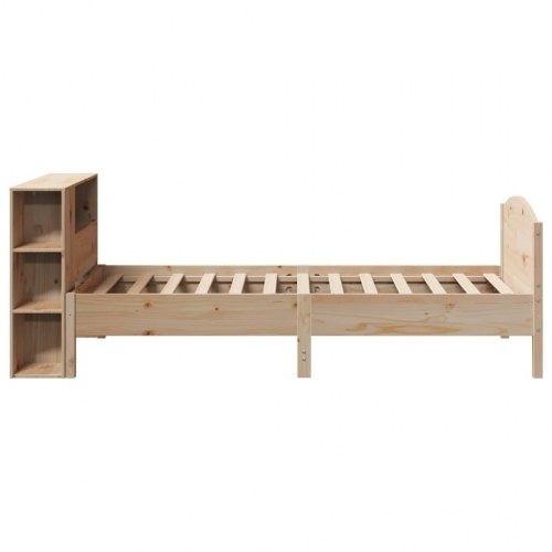 Seng med reol uden madras 90x200 cm massivt fyrretræ