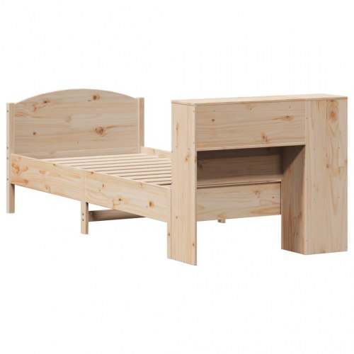 Seng med reol uden madras 90x200 cm massivt fyrretræ