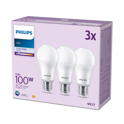 Philips LED-pære A67 E27 100 W, 4000 K - 3 stk.