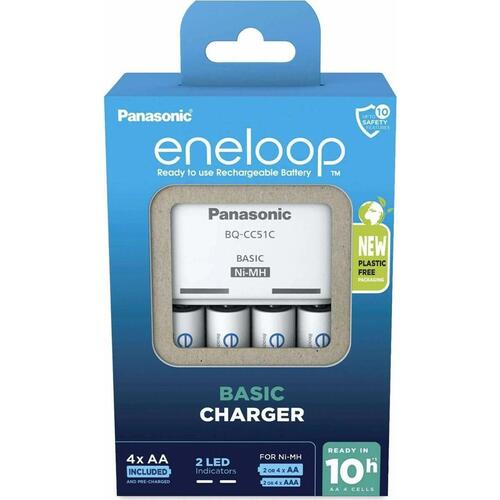 Batteroplader Panasonic K-KJ51MCD40E Batterier x 4