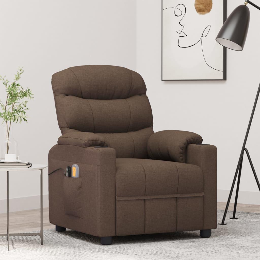 vidaXL eldrevet massagestol stof brun