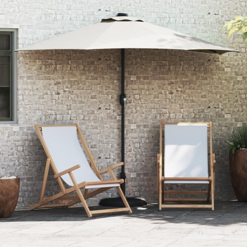 Halv haveparasol Sandfarvet 294 x 150 x 224 cm Stof