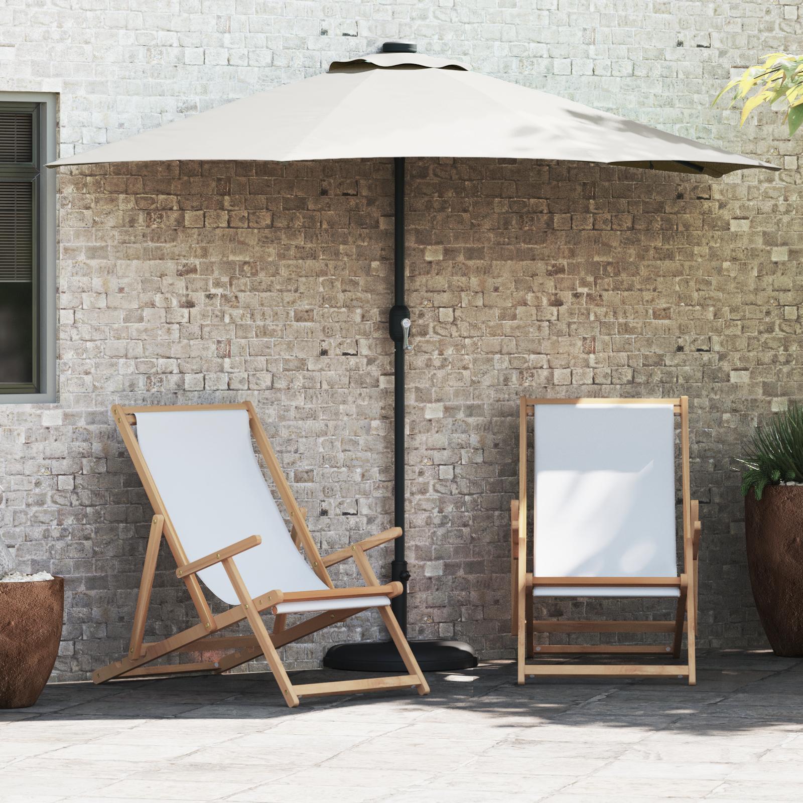 Halv haveparasol Sandfarvet 294 x 150 x 224 cm Stof
