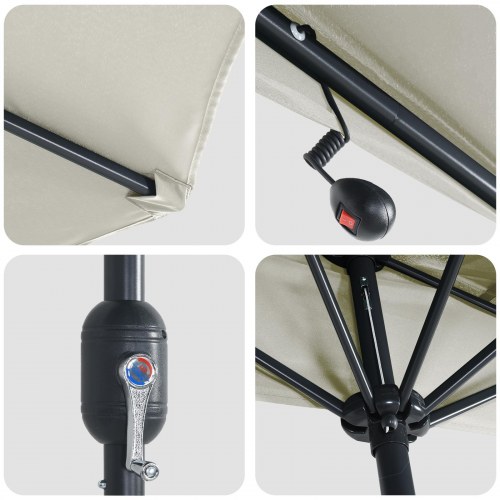 Halv haveparasol Sandfarvet 294 x 150 x 224 cm Stof