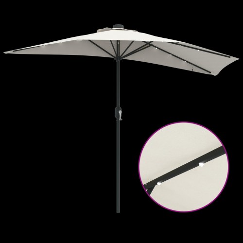 Halv haveparasol Sandfarvet 294 x 150 x 224 cm Stof