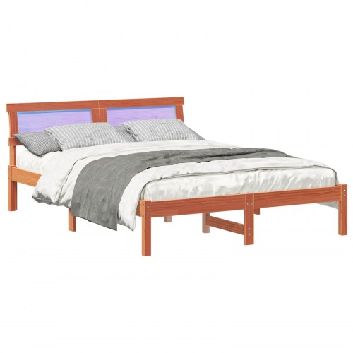 Sengestel med hovedgærde og USB - voksbrun 120 x 190 cm