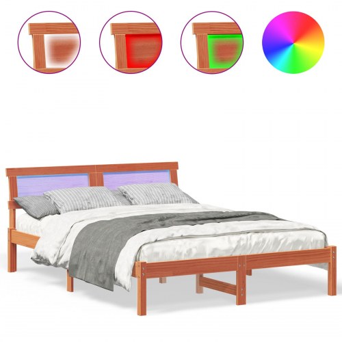 Sengestel med hovedgærde og USB - voksbrun 120 x 190 cm