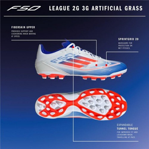Adidas F50 League fodboldstøvler til voksne - Hvid (42 2/3)