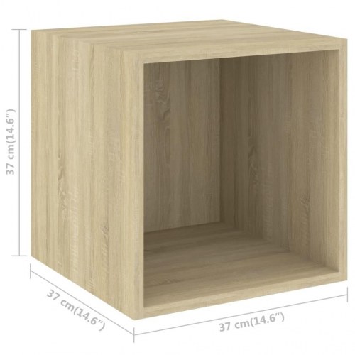 Vægskab 4 stk. 37x37x37 cm konstrueret træ sonoma-eg