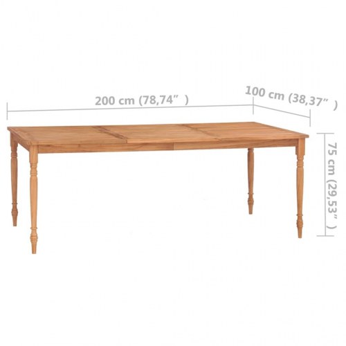 Batavia-bord 200x100x75 cm massivt teaktræ