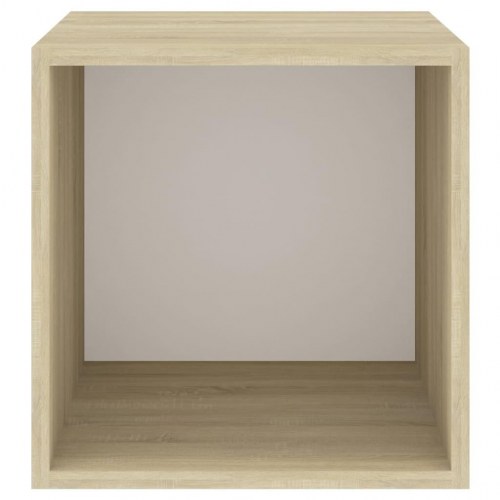 Vægskab 37x37x37 cm konstrueret træ hvid og sonoma-eg