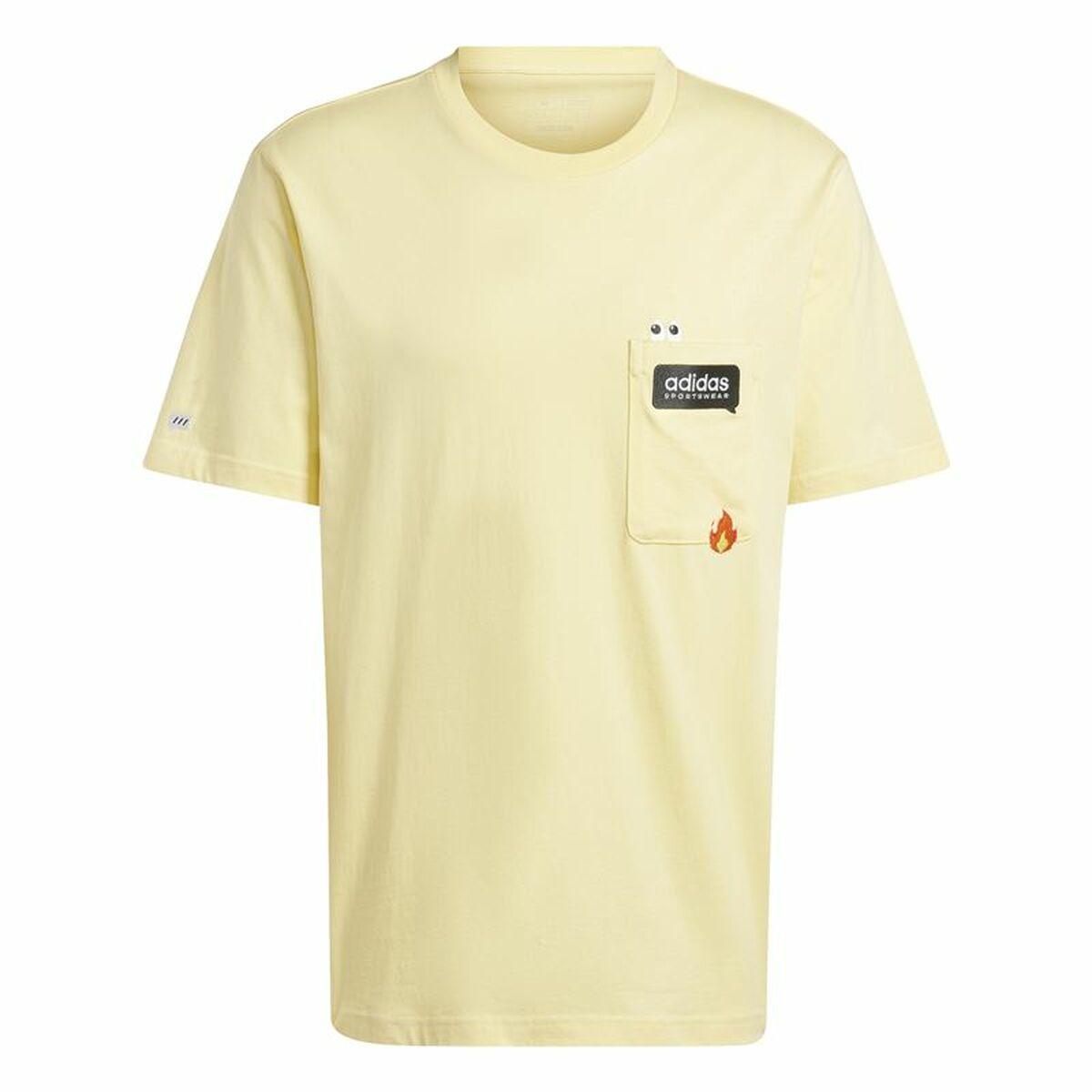 Kortærmet T-shirt til Mænd Adidas Remoji Pocket Graphic Gul Gylden M