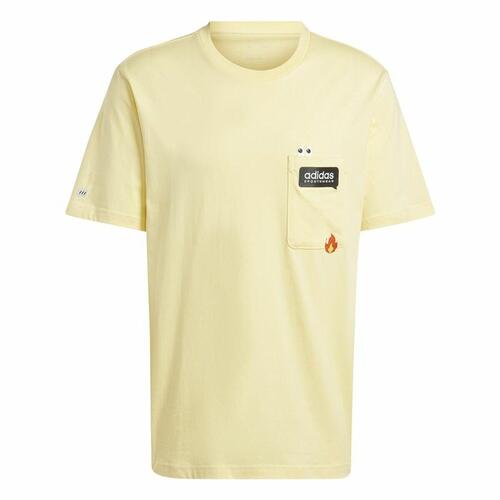 Kortærmet T-shirt til Mænd Adidas Remoji Pocket Graphic Gul Gylden S