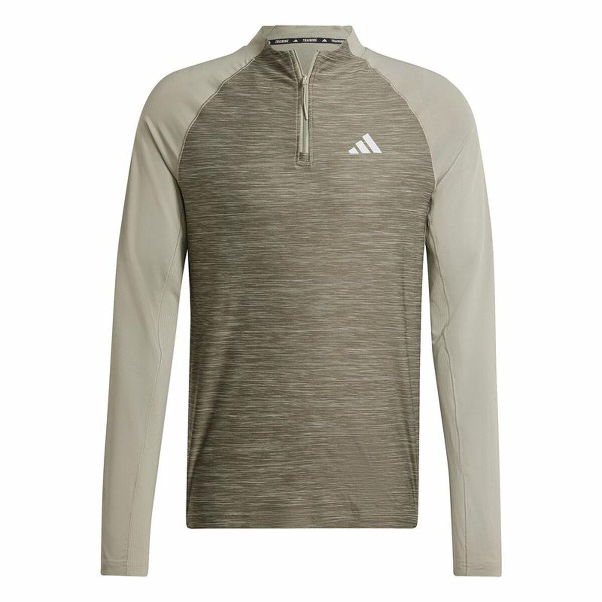 Langærmet T-shirt til Mænd Adidas Gym+ 3 Bandas 1/4Zip Brun M