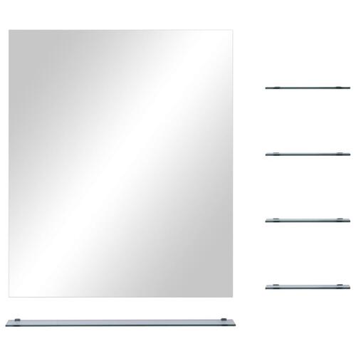Vægspejl med 5 hylder 50x60 cm sølvfarvet