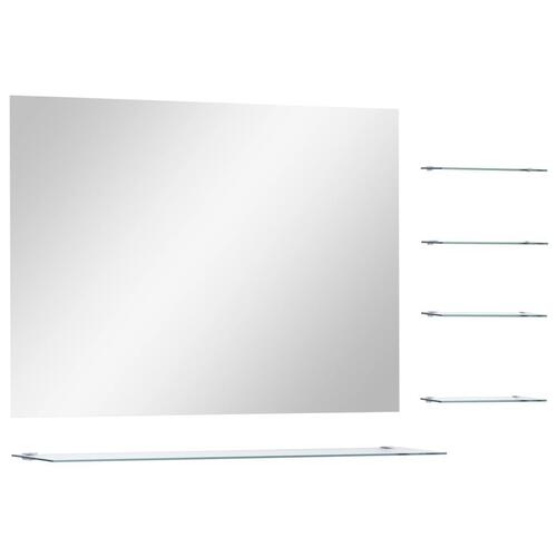 Vægspejl med 5 hylder 80x60 cm sølvfarvet