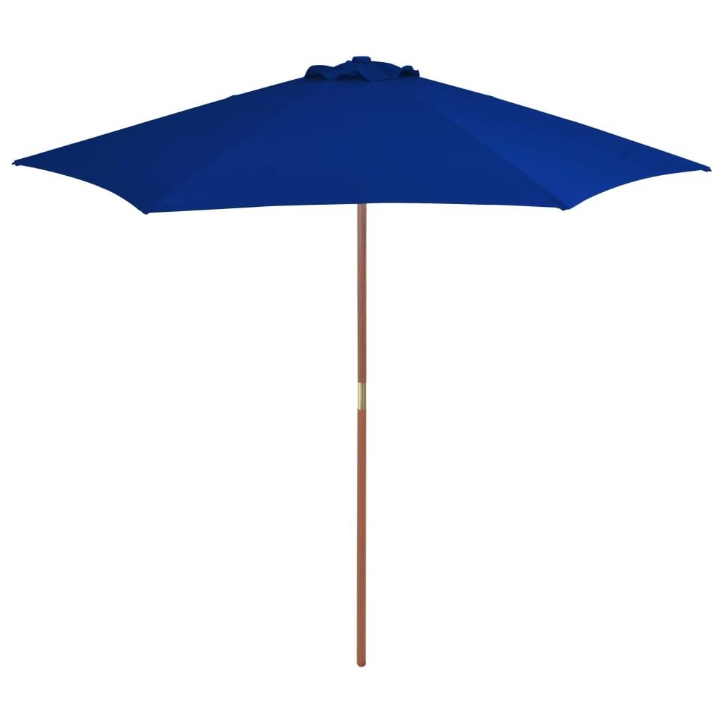 Parasol med træstang 270 cm blå