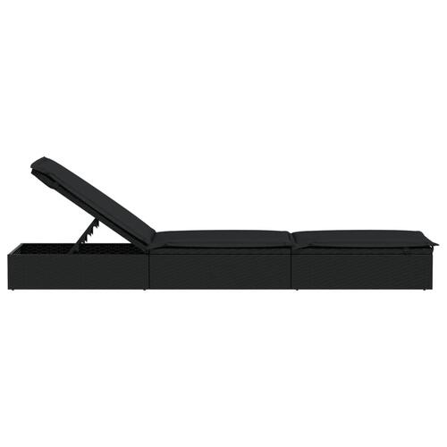 Liggestol 1 stk. med hynde 201x55x62 cm polyrattan sort (OUTLET B)