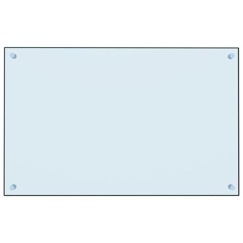 Stænkplade 80x50 cm hærdet glas hvid