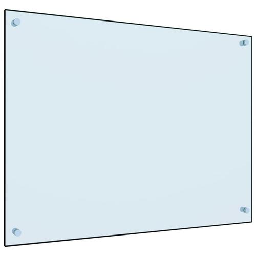 Stænkplade 80x60 cm hærdet glas hvid
