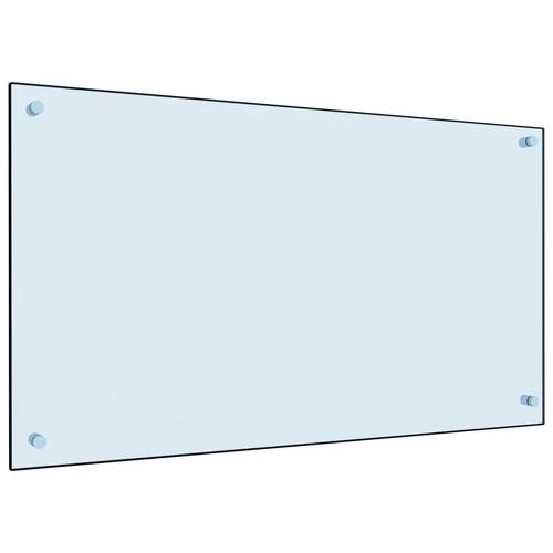 Stænkplade 90x50 cm hærdet glas hvid
