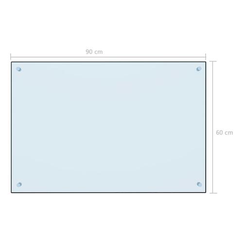 Stænkplade 90x60 cm hærdet glas hvid