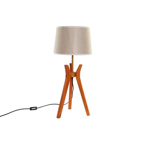 Bordlampe - brun/beige, polyester og træ, E27 (220 V, 50 W)