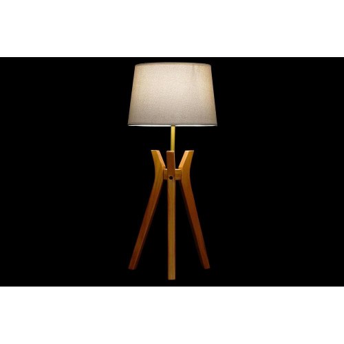 Bordlampe - brun/beige, polyester og træ, E27 (220 V, 50 W)