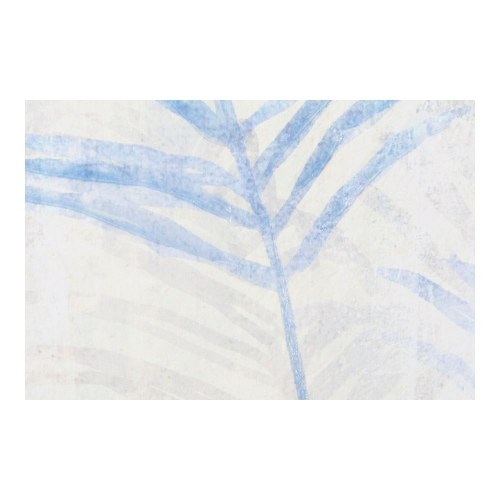 Lærredsmaleri - Plante, blå/hvid, rektangulær