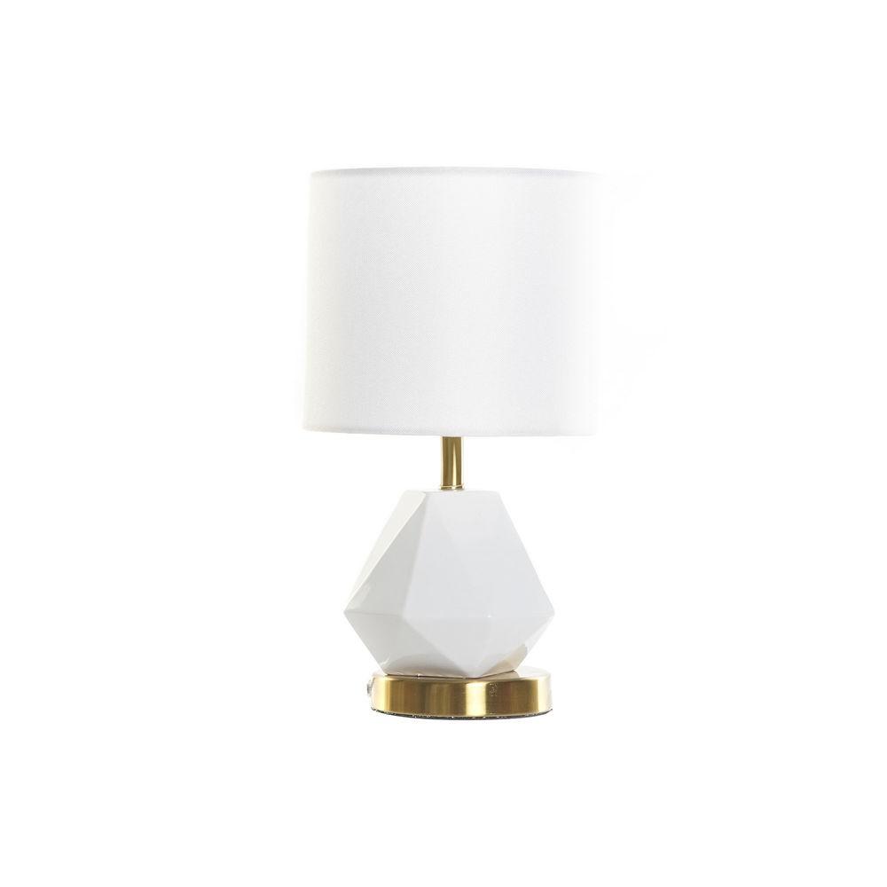 Bordlampe Hvid Polyester Metal Keramik 220 V Gylden 50 W 20 X 20 X 37 Cm