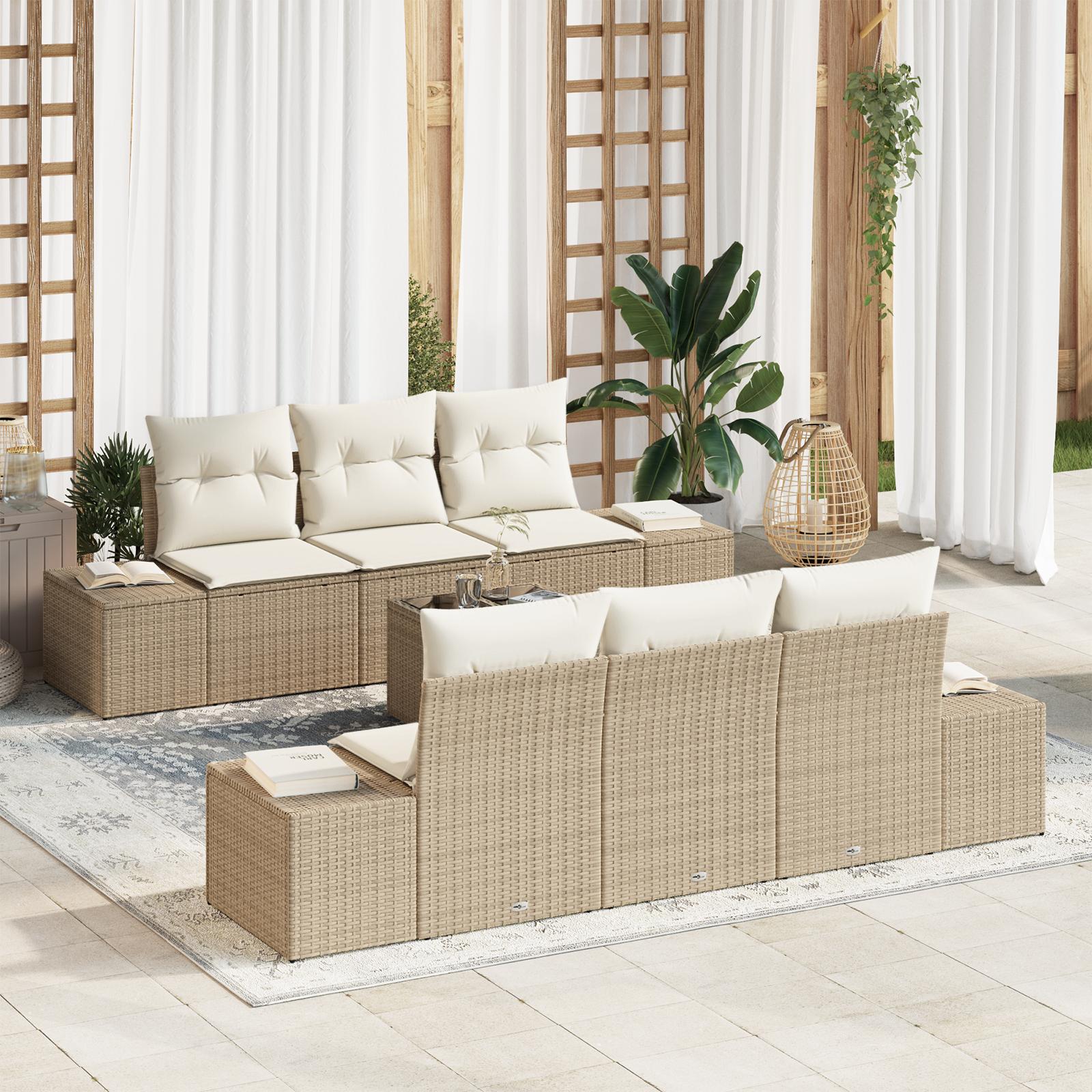 Havesofa Sæt med pude 7 stk Beige og creme 55 x 55 x 37 cm