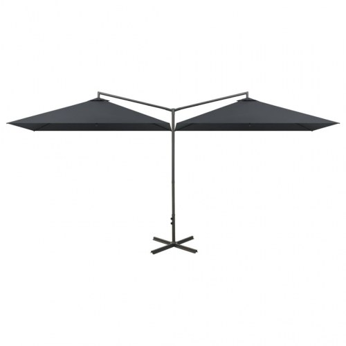Dobbelt parasol 600×300 cm med stålstang - antracitgrå