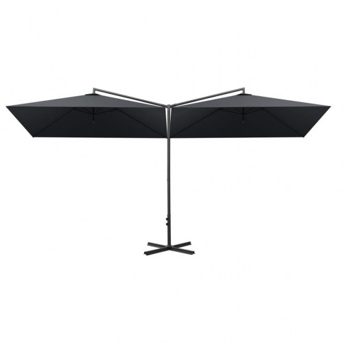 Dobbelt parasol 600×300 cm med stålstang - antracitgrå