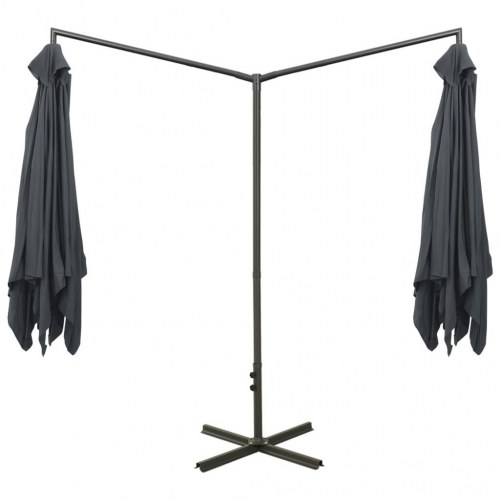 Dobbelt parasol 600×300 cm med stålstang - antracitgrå