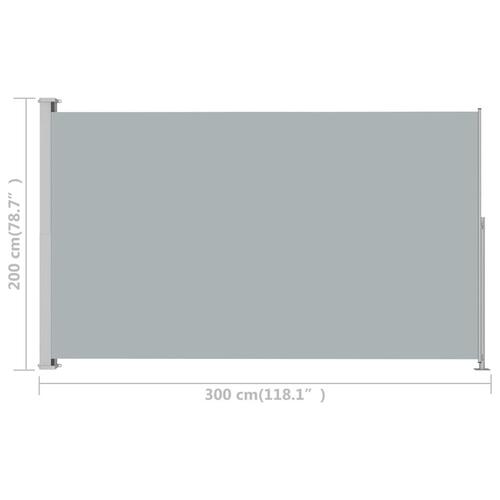 Sammenrullelig sidemarkise til terrassen 200x300 cm grå